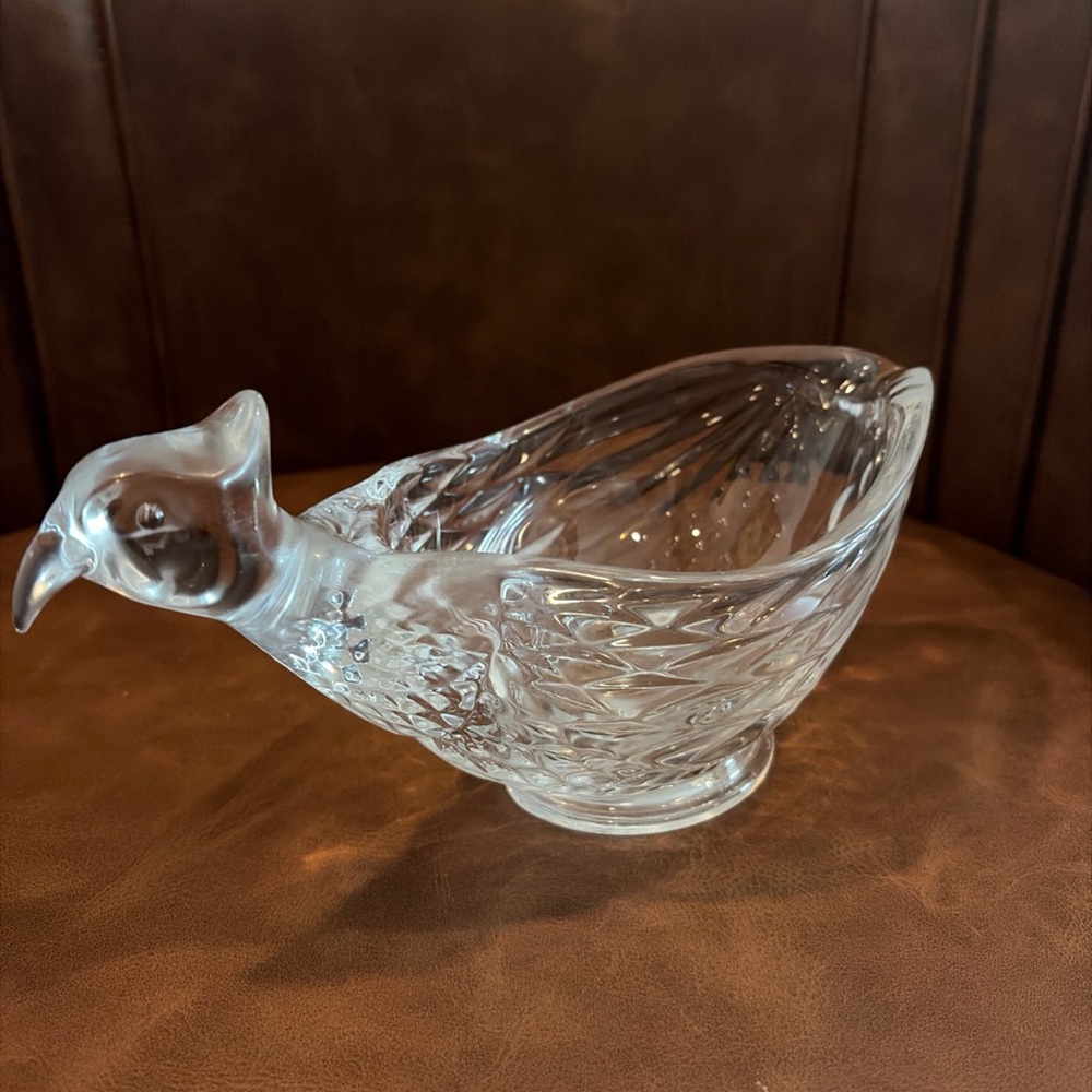 Bird  Partridge Shaped Bowl Bohemia Crystal Czechia
